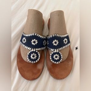 Jack Rogers Navy Blue and Brown Leather Sandal